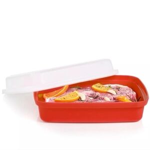 New Tupperware Jr season serve red marinating meat container